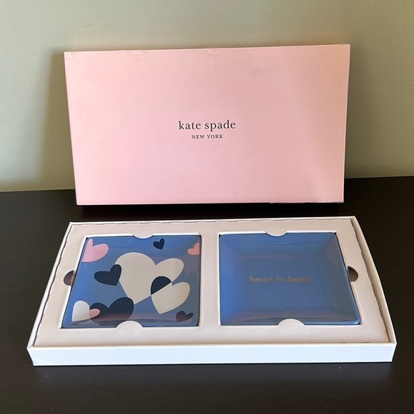 LENOX Kate Spade Sweet Talk Heart to Heart Jewelry Tray Set of 2 NEW - Picture 1 of 6
